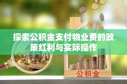 扶余探索公积金支付物业费的政策红利与实际操作