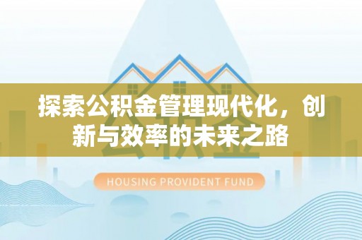 扶余探索公积金管理现代化，创新与效率的未来之路