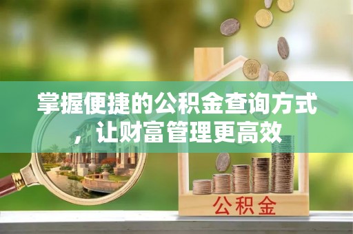 扶余掌握便捷的公积金查询方式，让财富管理更高效